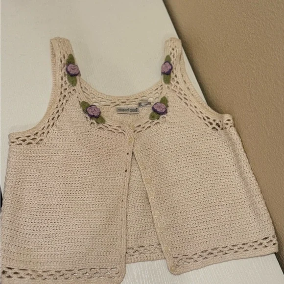 Vintage 90s Crochet Purple Florette crop top tank  Tank  Newport News - Picture 10 of 11